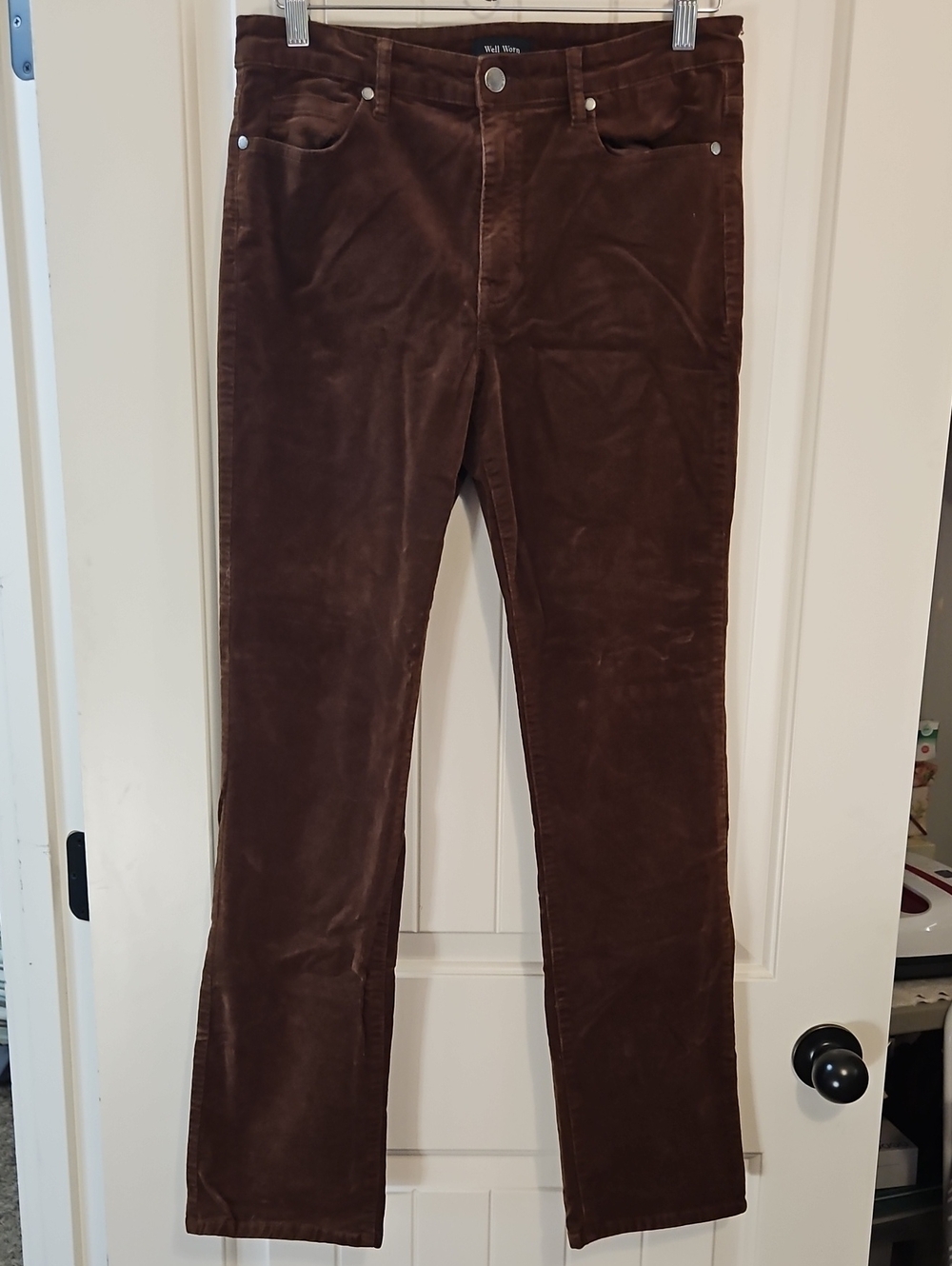 Well Worn Straight Leg Corduroy Pants in Chocolate Brown